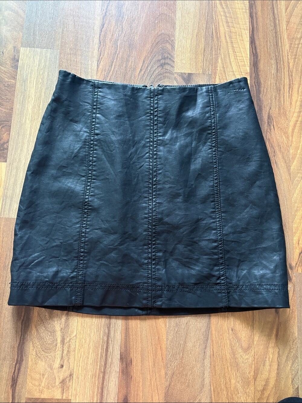 Free People Woman’s Black Paneled Leather Mini Skirt Size 0